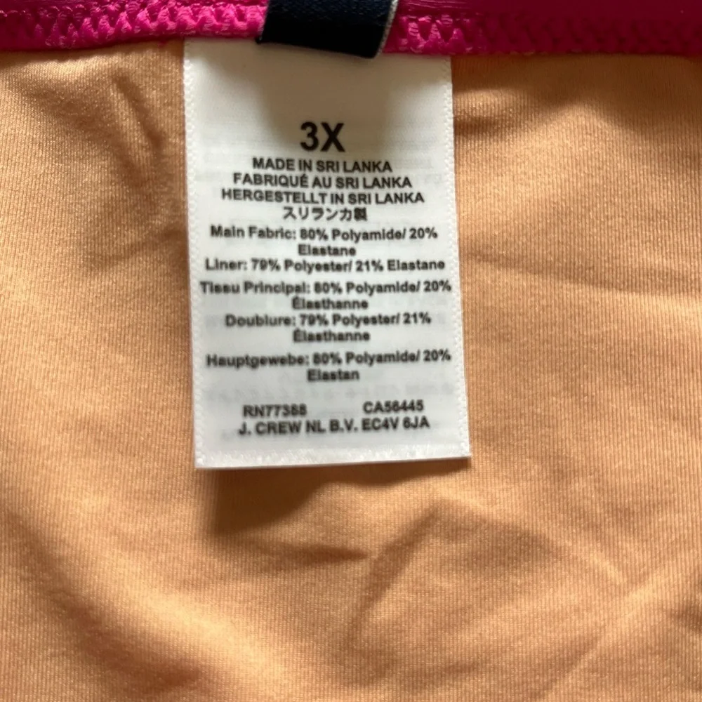 J.Crew Neon Pink Bikini Bottom Side Tie 3X NWT High Cut Swim Bottom